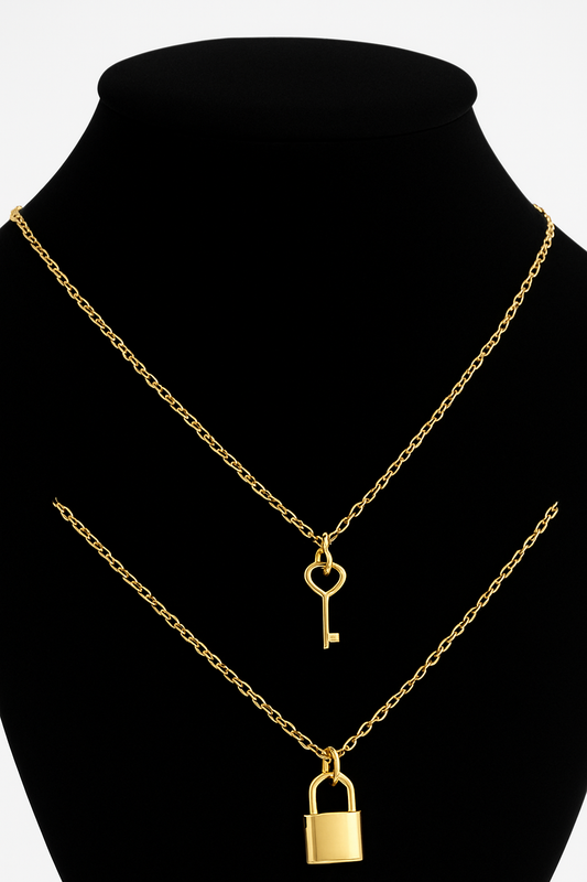 Lock Necklace Set Gold-Plated
